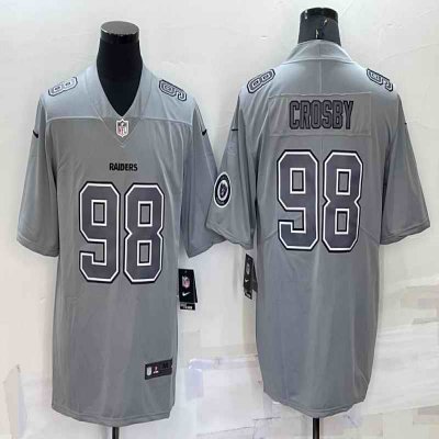 Men's Las Vegas Raiders #98 Maxx Crosby With Patch Grey Atmosphere Fashion Stitched Jersey