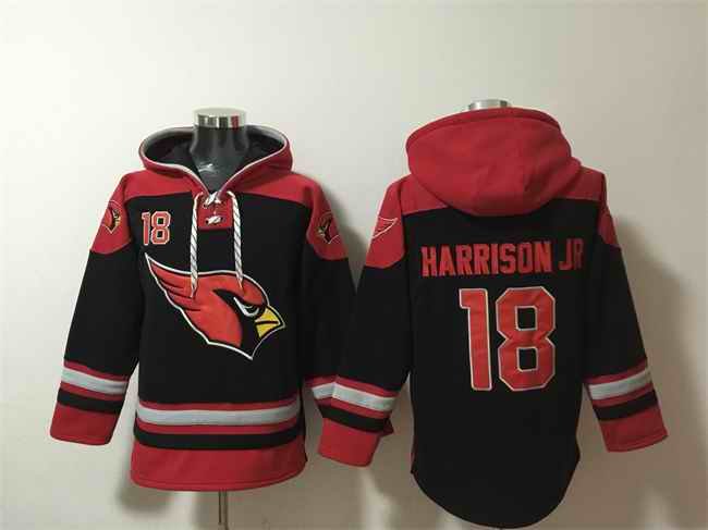 Men's Arizona Cardinals #18 Marvin Harrison Jr. Black Ageless Must-Have Lace-Up Pullover Hoodie