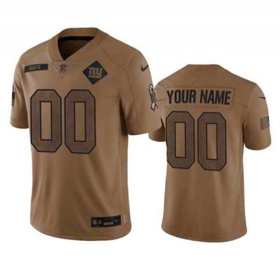 Men's New York Giants Active Player Custom 2023 Brown Salute To Setvice Limited Stitched Football Jersey