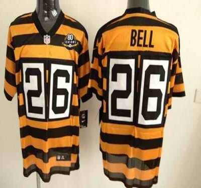 Nike Steelers #26 Le'Veon Bell Yellow/Black Alternate 80TH Throwback Men's Stitched NFL Elite Jersey