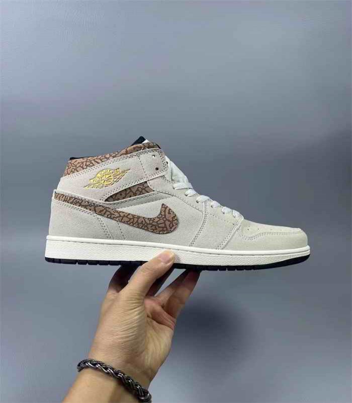 Men's Running Weapon Air Jordan 1 Cream Shoes 0574