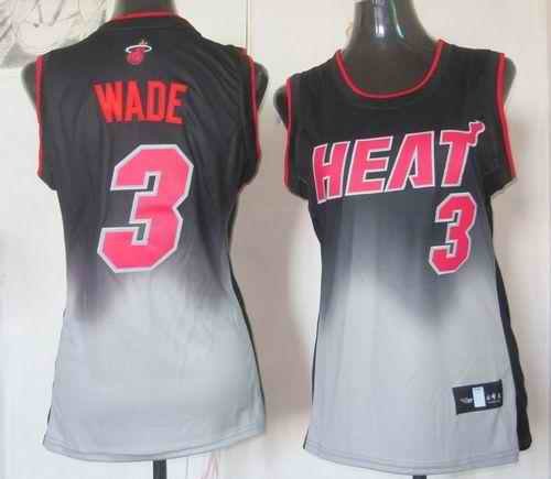 Heat #3 Dwyane Wade Black/Grey Women's Fadeaway Fashion Stitched NBA Jersey