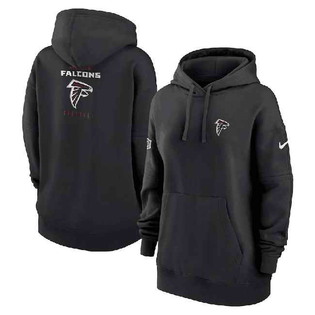 Women's Atlanta Falcons Black Sideline Club Fleece Pullover Hoodie(Run Small)