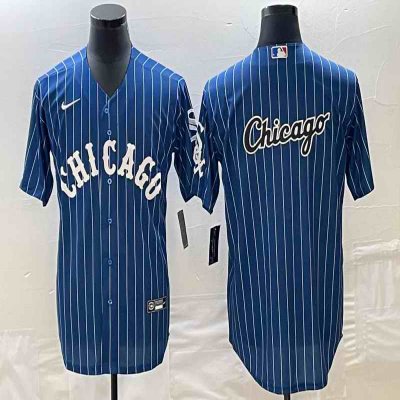 Men's Chicago White Sox Navy Team Big Logo Cool Base Stitched Jersey