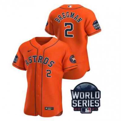 Men's Houston Astros #2 Alex Bregman 2021 Orange World Series Flex Base Stitched Baseball Jersey