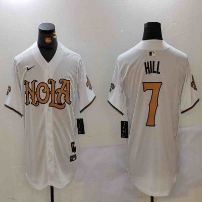 Men's New Orleans Saints #7 Taysom Hill White Cool Base Stitched Baseball Jersey