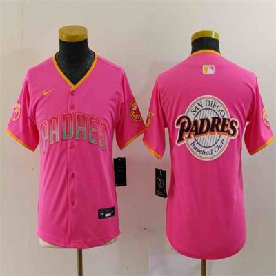 Youth San Diego Padres Team Big Logo Pink Stitched Baseball Jersey