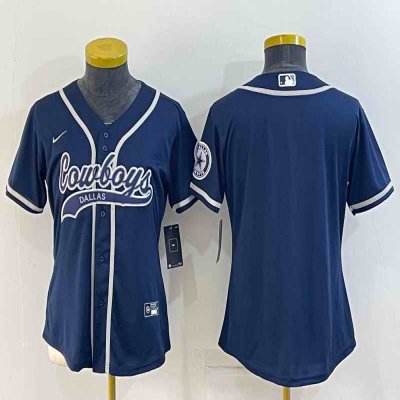 Youth Dallas Cowboys Blank Navy With Patch Cool Base Stitched Baseball Jersey