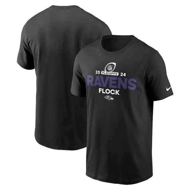 Men's Baltimore Ravens Black 2024 Playoffs T-Shirt