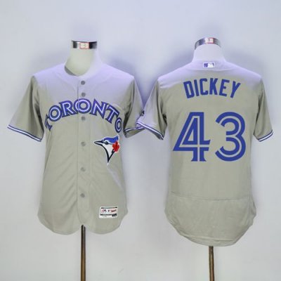 Blue Jays #43 R.A. Dickey Grey Flexbase Authentic Collection Stitched MLB Jersey