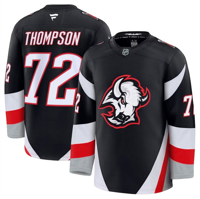 Men's Buffalo Sabres #72 Tage Thompson Black 2024-25 Alternate Stitched Hockey Jersey