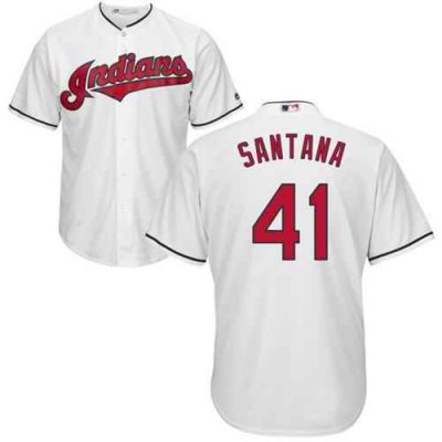 Indians #41 Carlos Santana White Home Stitched Youth MLB Jersey