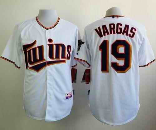 Twins #19 Kennys Vargas White Home Cool Base Stitched MLB Jersey