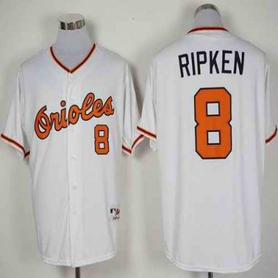 Orioles #8 Cal Ripken White 1966 Turn Back The Clock Stitched MLB Jersey