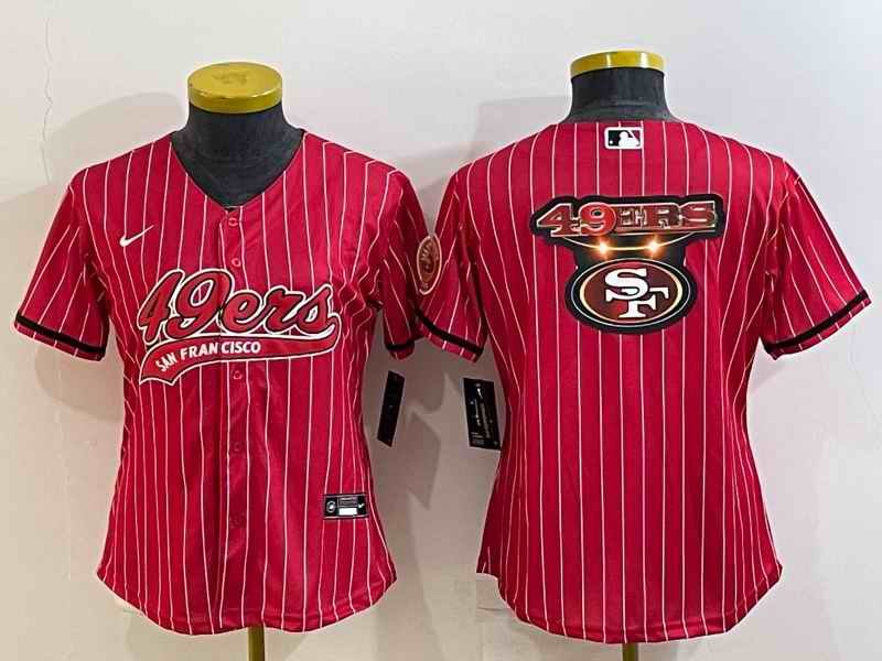 Youth San Francisco 49ers Red Team Big Logo With Patch Cool Base Stitched Baseball Jersey