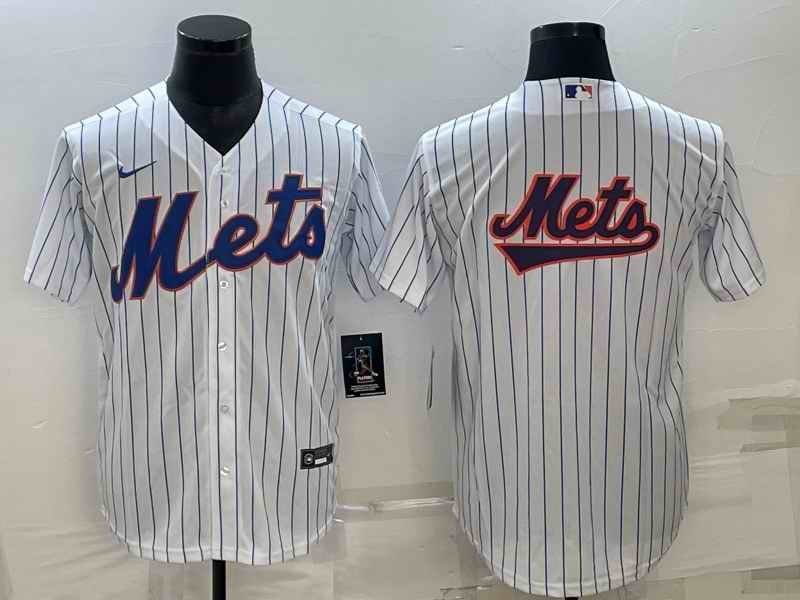 Men's New York Mets White Team Big Logo Cool Base Stitched Baseball Jersey