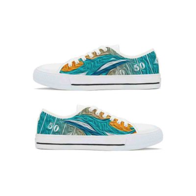 Men's Miami Dolphins Low Top Canvas Sneakers 004