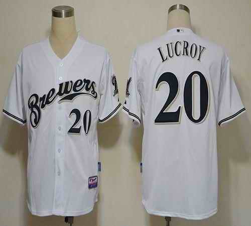 Brewers #20 Jonathan Lucroy White Cool Base Stitched MLB Jersey