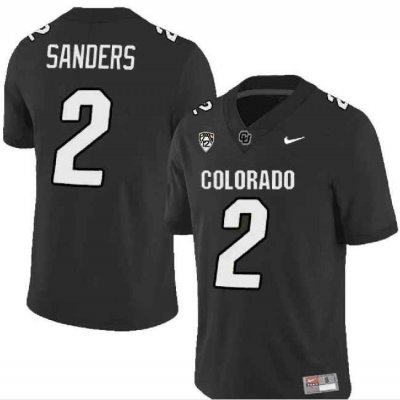 Men's Colorado Buffaloes #2 Shedeur Sanders Black With PAC-12 Patch Stitched Football Jersey