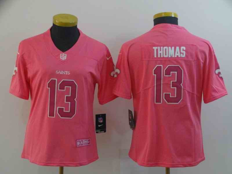 Women's New Orleans Saints #13 Michael Thomas Pink Vapor Untouchable Limited Stitched NFL Jersey(Run Small'