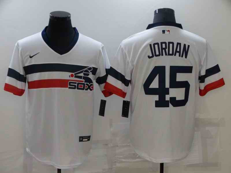 Men's Chicago White Sox #45 Michael Jordan White Cool Base Stitched Jersey