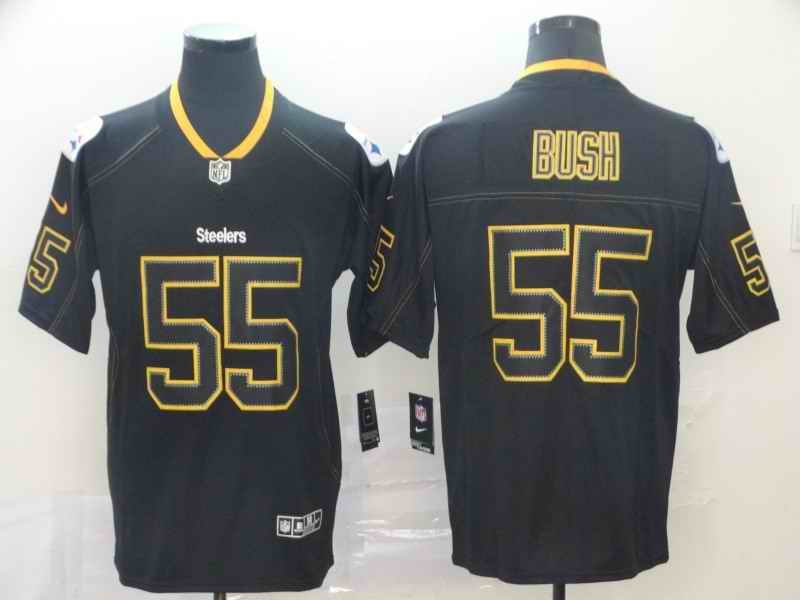 Men's Pittsburgh Steelers #55 Devin Bush Black NFL Lights Out Color Rush Stitched NFL Jersey