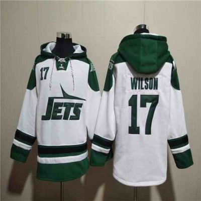 Men's New York Jets #17 Garrett Wilson White Ageless Must-Have Lace-Up Pullover Hoodie