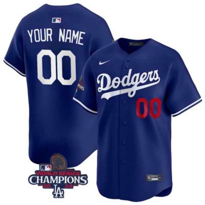 Men's Los Angeles Dodgers Active Player Cuatom Royal 2024 World Series Champions Alternate Limited Stitched Baseball Jersey