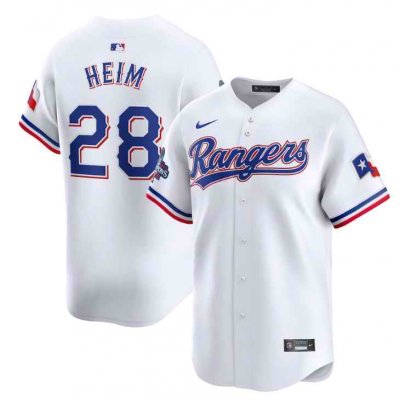 Men's Texas Rangers #28  Jonah Heim White 2023 World Series Champions Stitched Baseball  Jersey