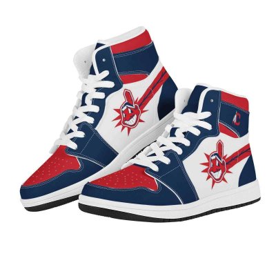 Men's Cleveland Indians High Top Leather AJ1 Sneakers 001