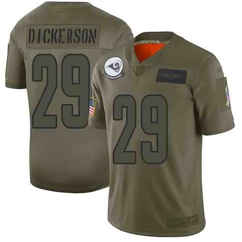 Men's Los Angeles Rams #29 Eric Dickerson 2019 Camo Salute To Service Limited Stitched NFL Jersey