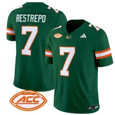 Men's Miami Hurricanes #7 Xavier Restrepo Green Stitched Jerseys