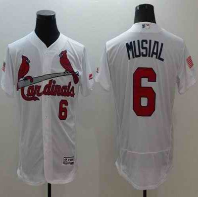 Cardinals #6 Stan Musial White Fashion Stars & Stripes Flexbase Authentic Stitched MLB Jersey