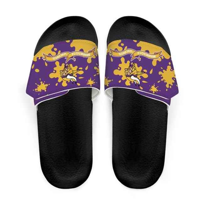 Women's Minnesota Vikings Beach Adjustable Slides Non-Slip Slippers/Sandals/Shoes 003