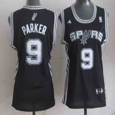 Spurs #9 Tony Parker Black Women's Road Stitched NBA Jersey