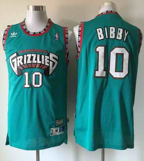 Grizzlies #10 Mike Bibby Green Throwback Stitched NBA Jersey