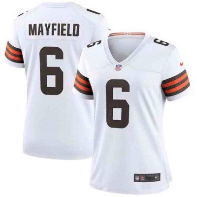 Women's Cleveland Browns #6 Baker Mayfield 2020 New White Stitched Jersey(Run Small)