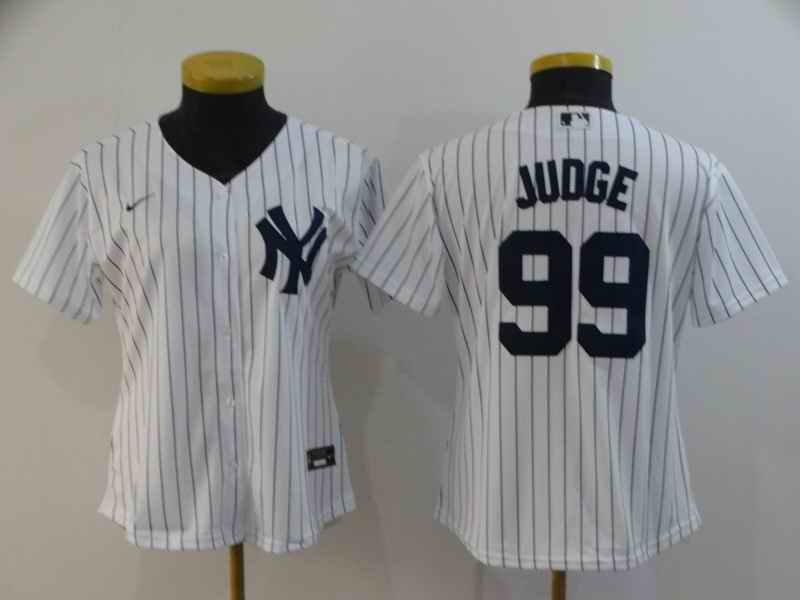 Women's New York Yankees #99 Aaron Judge White Cool Base Stitched MLB Jersey(Run Small)