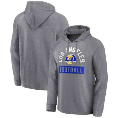 Men's Los Angeles Rams Heathered Gray No Time Off Raglan Pullover Hoodie