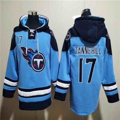 Men's Tennessee Titans Customized Blue Lace-Up Pullover Hoodie