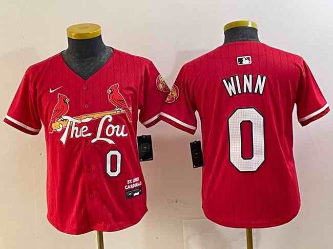 Youth St. Louis Cardinals #0 Masyn Winn Red 2024 City Connect Limited Stitched Baseball Jersey