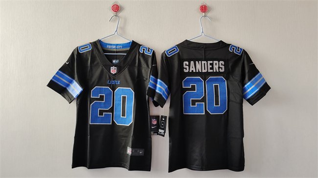 Women's Detroit Lions #20 Barry Sanders Black Vapor Stitched Jersey(Run Smaller)