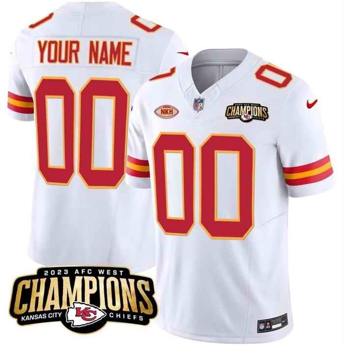 Men's Kansas City Chiefs Active Player Custom White 2023 F.U.S.E. AFC West Champions With NKH Patch Vapor Untouchable Limited Stitched Jersey