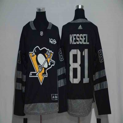 Pittsburgh Penguins #81 Phil Kessel Black Men's 1917-2017 100th  Anniversary   Stitched NHL Jersey