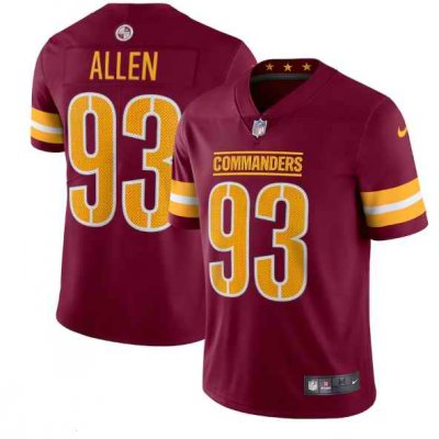 Men's Washington Commanders #93 Jonathan Allen 2022 Burgundy Vapor Stitched Football Jersey