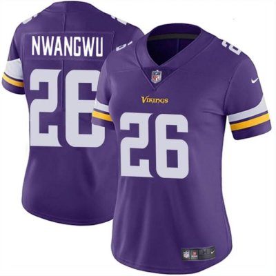 Women's Minnesota Vikings #26 Kene Nwangwu Purple Vapor Untouchable Limited Stitched Jersey(Run Small)