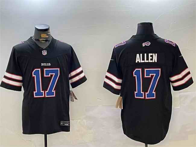 Men's Buffalo Bills #17 Josh Allen Black 2023 F.U.S.E. Stitched Football Jersey