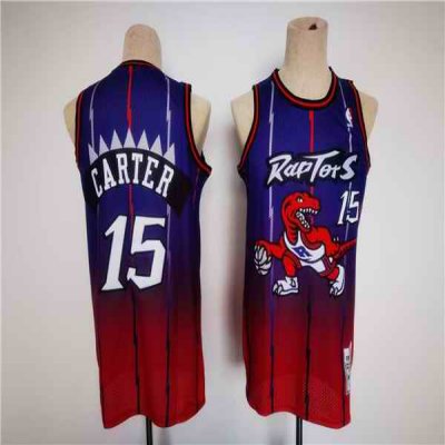 Men's Toronto Raptors #15 Vince Carter Purple/Red Throwback Stitched Jersey