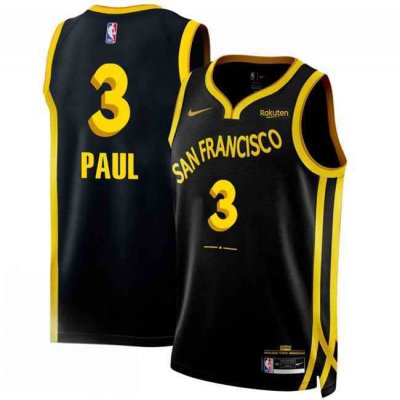 Men's Golden State Warriors #3 Chris Paul Black 2023/24 City Edition Stitched Basketball Jersey