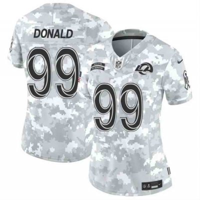 Women's Los Angeles Rams #99 Aaron Donald 2024 F.U.S.E Arctic Camo Salute to Service Limited Stitched Football Jersey(Run Small)